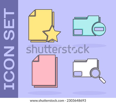 Set Search concept with folder, Document with star, Document and Document folder with minus icon. Vector