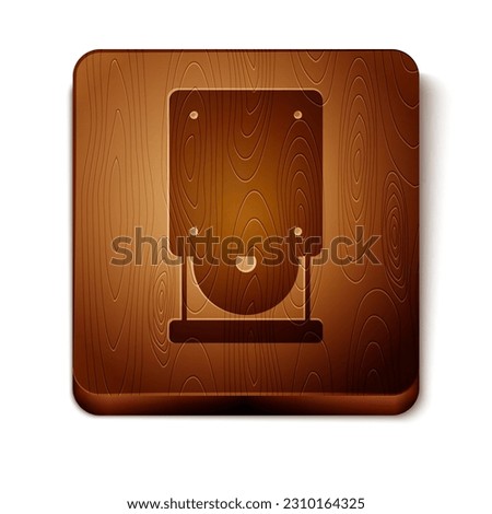 Brown Optical disc drive icon isolated on white background. CD DVD laptop tray drive for read and write data disc. Wooden square button. Vector