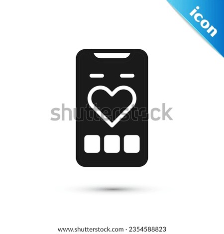 Grey Smartphone with heart rate monitor function icon isolated on white background.  Vector