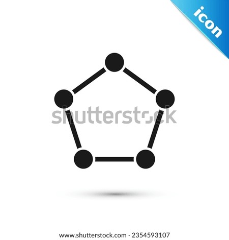 Grey Geometric figure Pentagonal prism icon isolated on white background. Abstract shape. Geometric ornament.  Vector Illustration