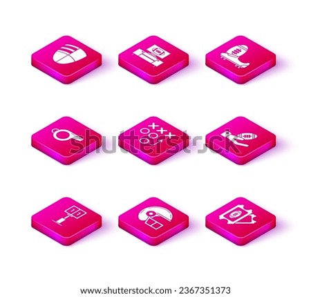 Set Sport football mechanical scoreboard and result display, American helmet, Whistle, Planning strategy concept, Football ticket, hand, Soccer shoes with spikes and tv program stand icon. Vector