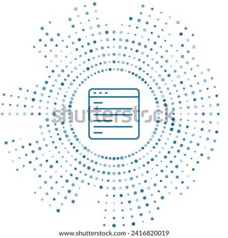 Blue line Computer api interface icon isolated on white background. Application programming interface API technology. Software integration. Abstract circle random dots. Vector