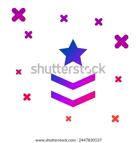 Color Military rank icon isolated on white background. Military badge sign. Gradient random dynamic shapes. Vector