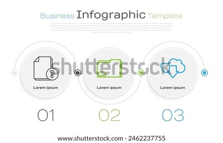 Set line Unknown document, Document folder and Cloud download. Business infographic template. Vector