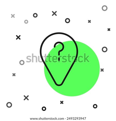 Black line Unknown route point icon isolated on white background. Navigation, pointer, location, map, gps, direction, search concept.  Vector