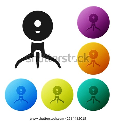 Black Web camera icon isolated on white background. Chat camera. Webcam icon. Set icons in color circle buttons. Vector Illustration