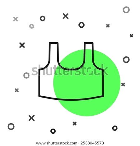 Black line Undershirt icon isolated on white background.  Vector