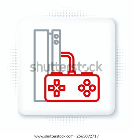 Line Video game console with joystick icon isolated on white background. Colorful outline concept. Vector