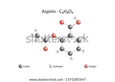 Molecular formula and chemical structure of aspirin