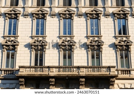 Similar – Image, Stock Photo Detail of a neoclassical building under the last lights of the sunset