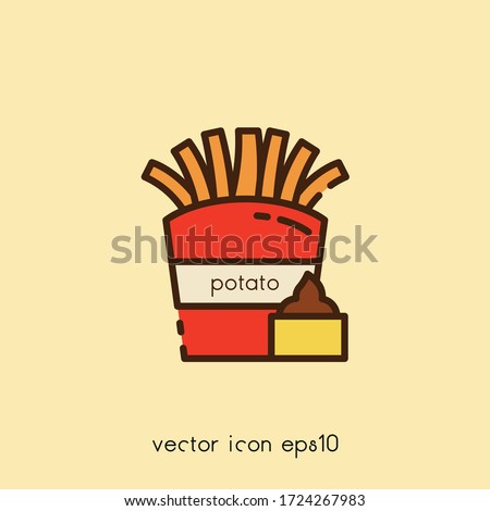 Fast food, fried potatoes vector icon illustration. Ui/Ux. Premium quality.
