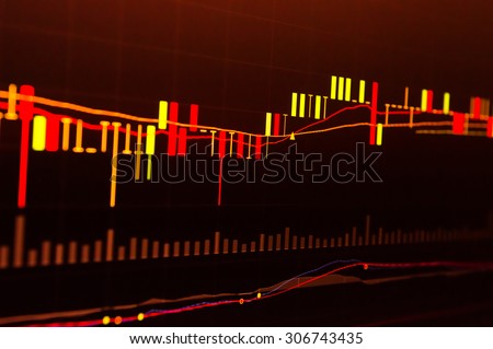 Financial market graphics red background.