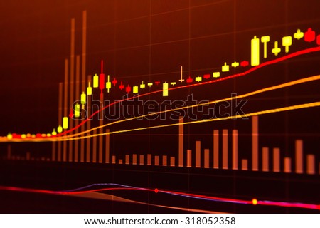 Financial market graphics red background.