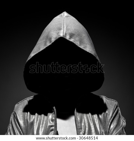 Man in the hood with shaded face