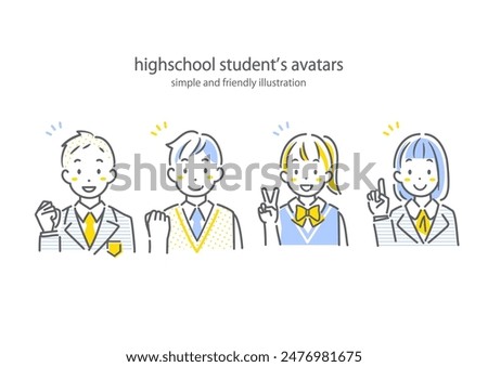 high school students avatar set