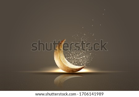 islamic greeting ramadan kareem card design background with crescent moon