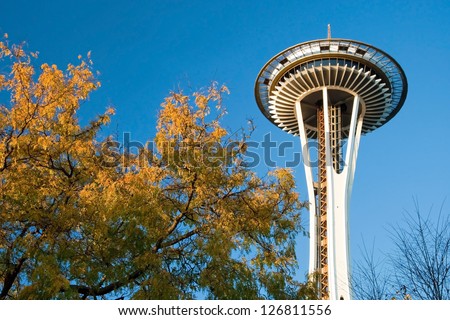 SEATTLE - OCTOBER 26, : Space Needle in Seattle on October 26, 2011 in Seattle, USA. The Space Needle was built in 1962 and is a symbol of that year's World's Fair.