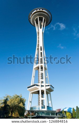 SEATTLE - OCTOBER 26: Space Needle in Seattle on October 26, 2011 in Seattle, USA. The Space Needle was built in 1962 and is a symbol of that year\'s World\'s Fair.