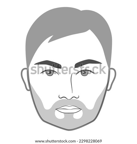 Stubble Beard Full style men in face illustration 3 Three-Day Facial hair mustache. 5 O'Clock Shadow Vector grey black portrait male Fashion template flat set. Stylish hairstyle isolated outline