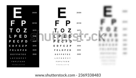 Snellen chart Eye Test medical illustration. line vector sketch style outline isolated on white, black background. Vision board optometrist ophthalmic for visual examination Checking optical glasses