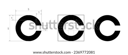 Landolt C Eye Test Chart broken ring medical illustration character symbol diagram. Japanese vision test line vector sketch style outline isolated on white background. Vision test board optometrist