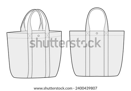 Beach Tote oversized silhouettes, carryall functionality bag. Fashion accessory technical illustration. Vector satchel front 3-4 view for Men, women, unisex style, flat handbag CAD mockup sketch