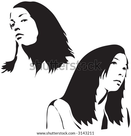 Silhouettes Of A Womans Face Stock Vector Illustration 3143211