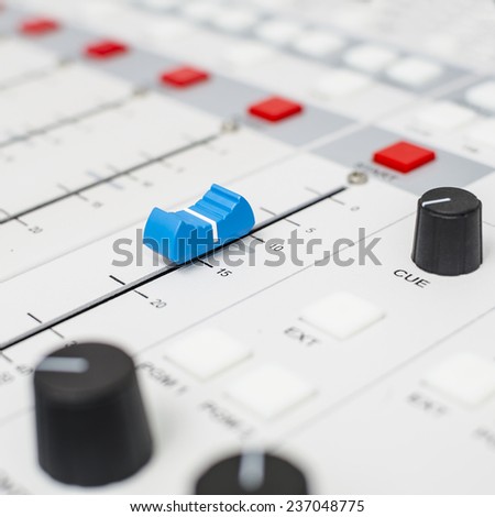 Part of a mixing panel in a radio studio