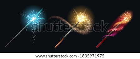 Set of Magic Wand drawn in realistic style. Vector illuistration.