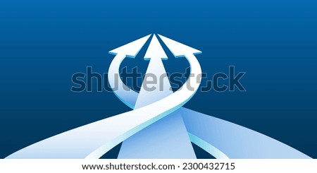 Different Directions Arrows Converging to Point on dark background. Achieving results concept. Vector illustration