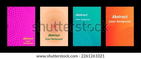 Set of four abstract flower covers. Vector illustrations background. Abstract flower or part of flower on gradient purple cream blue orange background. For funny brochure cover template card design.