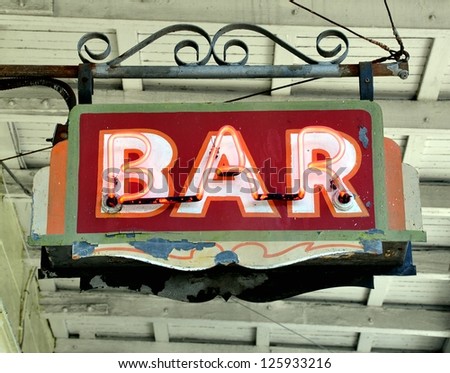 Closeup Of A Vintage Bar Sign
