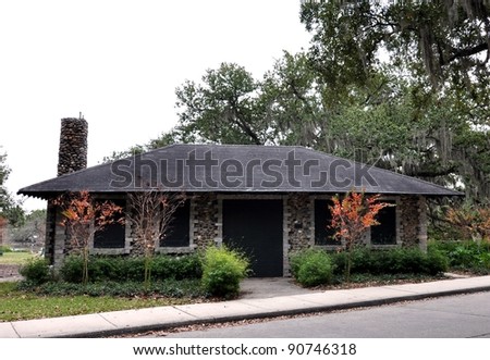 Gray Stone Cabin In the Oak Trees