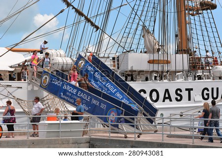 KEY WEST, FL-MAY 24:  America\'s Tall Ship, the United States Coast Guard Barque EAGLE, WIX 327, visits Key West on May 24, 2015, welcoming visitors over the Memorial Day Weekend.
