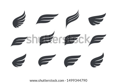 Wings vector Collection. Eagle bird heraldic flying Falcon Phoenix Hawk logo.