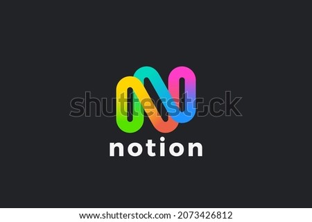 Letter N Logo Design vector template Media Corporate Linear Outline style. Colorful Logotype concept symbol icon Stock fotó © 
