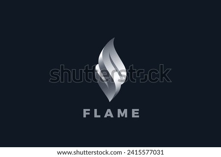 Flame Logo Fire Metal Steel Logo Design Luxury Vector template.