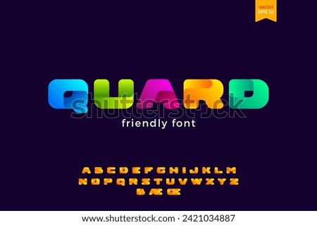 Rounded Square Colorful Ribbon Font vector Geometric design.