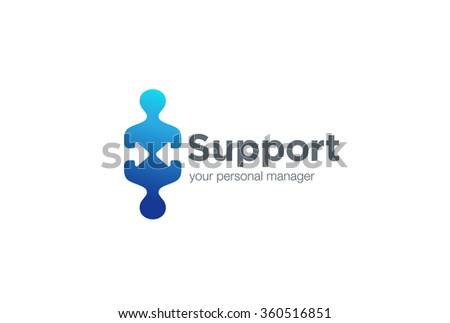 Support Manager Client user Logo design vector template.
Recruiting HR Creative man character abstract logotype concept icon.