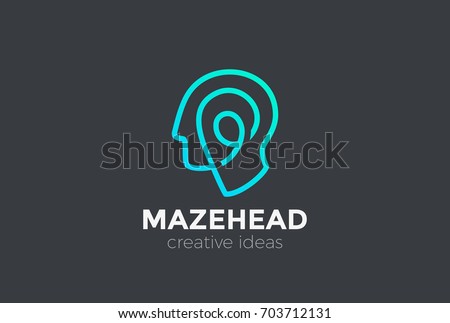 Head Logo abstract design vector template Linear style.
Creative Think Brainstorm ideas Logotype concept icon.