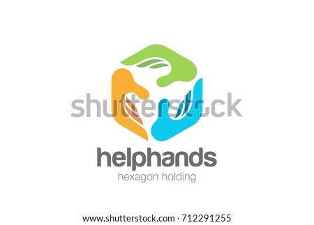 Social Three Hands Hexagon abstract Logo design vector template.
Help Assistant Support Teamwork Charity Donation Fund Logotype concept icon.