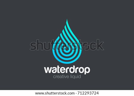Water drop Logo design vector template Linear style.
Blue Droplet lines aqua Logotype icon