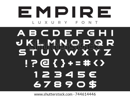 Creative Design vector linear Font for Title, Header, Lettering, Logo, Monogram.
Corporate Business Luxury Technology Typeface. Letters, Numbers Line art style. Stok fotoğraf © 