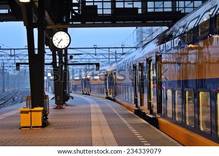 Starting a new day moving in Amsterdam, Europe by train / Train on duty ? Good morning Amsterdam
