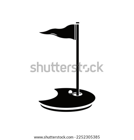 Golf Putting Green Pin Flag Vector Icon Illustration Silhouette