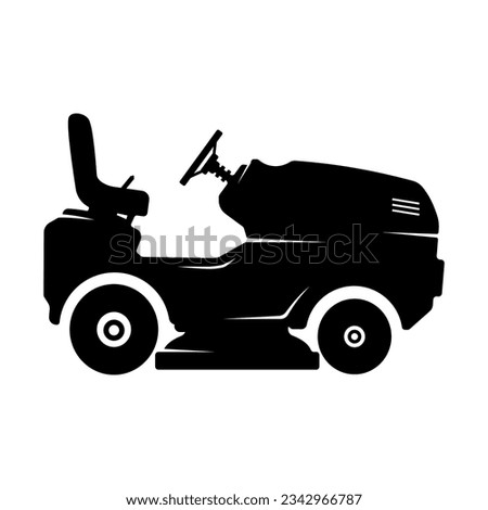 Ride on Lawnmower - Vector Illustration Black Silhouette Design Logo