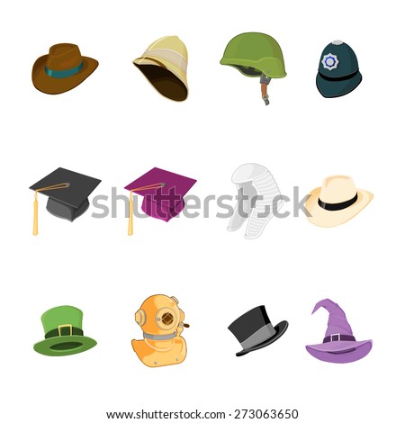 A Vector Illustration Of Different Hats And Head Wear For Various ...