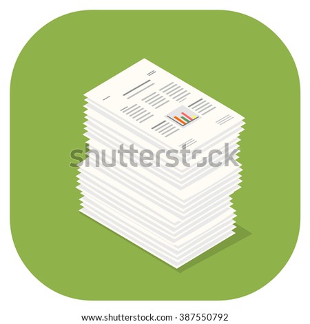 Stacked pile of financial documents.
A vector illustration icon of stacked Paper Documents.
Flat icon paperwork concept.