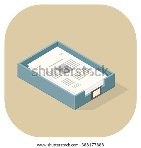 A vector illustration icon of In box tray.
Tray with paper documents stacked and filed.
Flat icon paperwork or email concept.