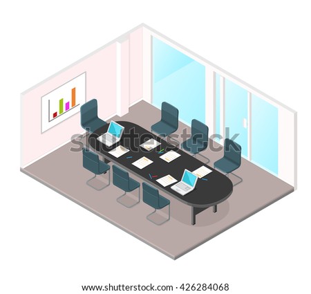 A vector illustration of a Business Meeting internet Icon.
Isometric conference room interior.
Education and learning in Business meeting in modern office.